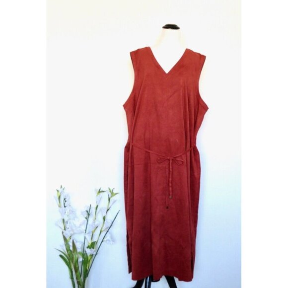 NEW! Vintage Talbots Woman Faux Suede Maxi Dress Burnt Orange SZ 20W - Picture 1 of 6